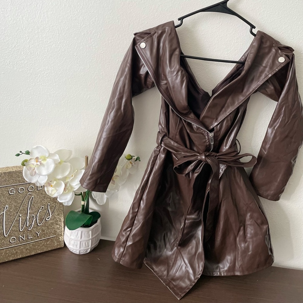 Off the shoulder Leather Romper